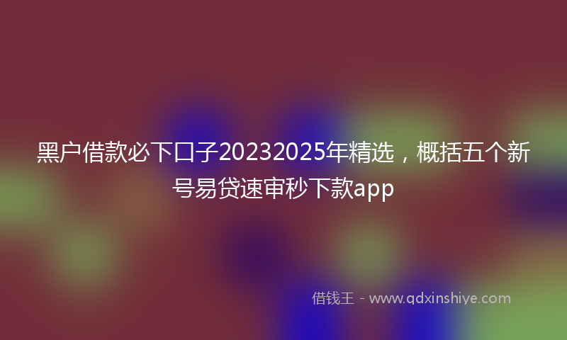黑户借款必下口子20232025年精选，概括五个新号易贷速审秒下款app