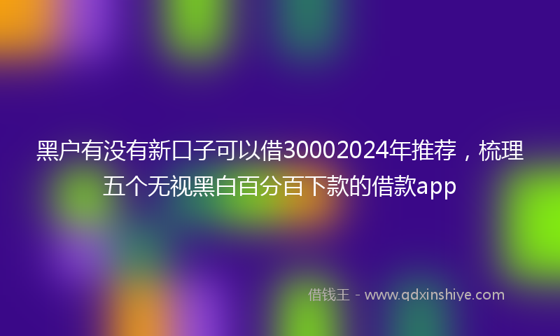 黑户有没有新口子可以借30002024年推荐，梳理五个无视黑白百分百下款的借款app