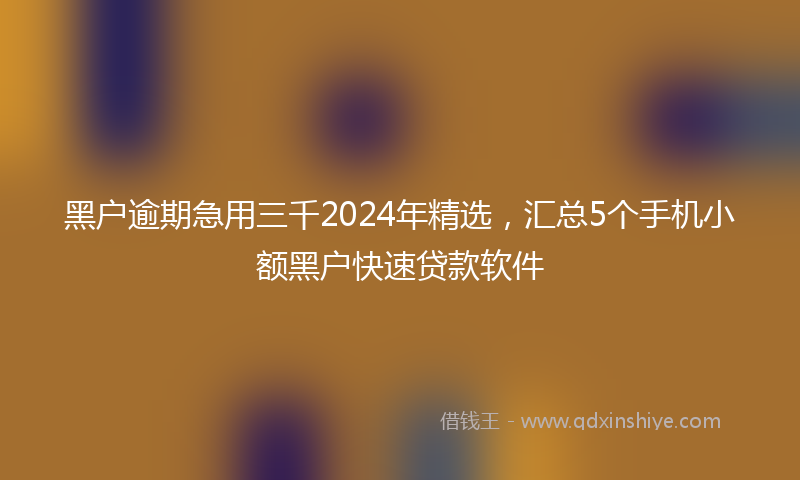 黑户逾期急用三千2024年精选，汇总5个手机小额黑户快速贷款软件