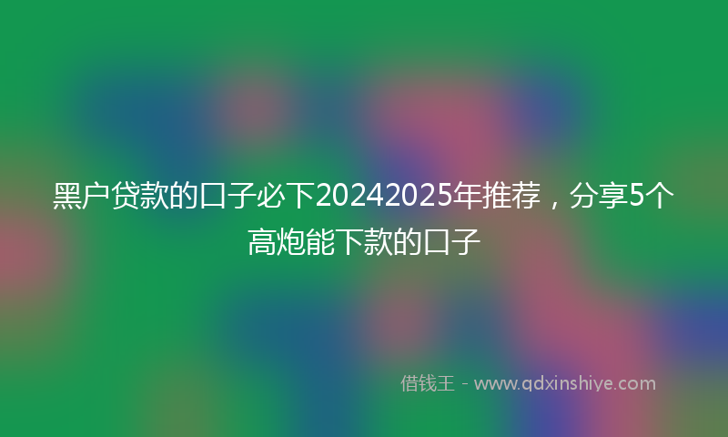 黑户贷款的口子必下20242025年推荐，分享5个高炮能下款的口子