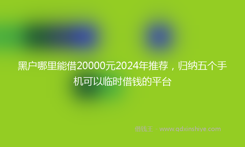 黑户哪里能借20000元2024年推荐，归纳五个手机可以临时借钱的平台