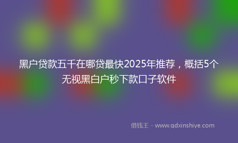 黑户贷款五千在哪贷最快2025年推荐，概括5个无视黑白户秒下款口子软件