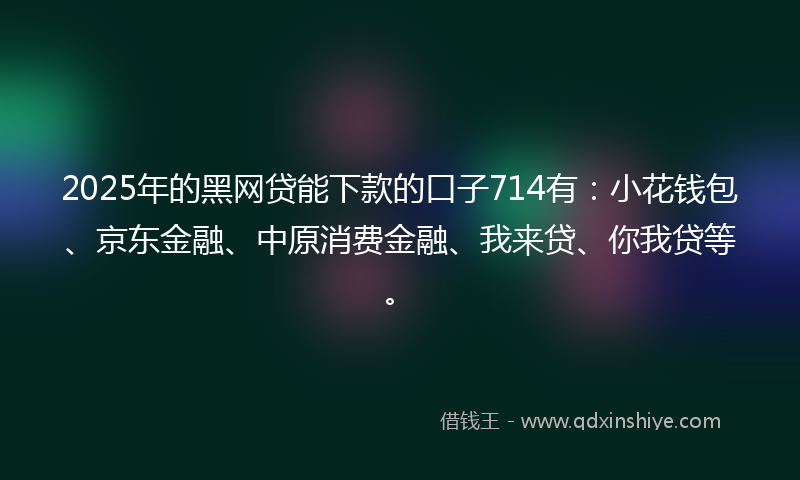 2025年的黑网贷能下款的口子714有：小花钱包、京东金融、中原消费金融、我来贷、你我贷等。