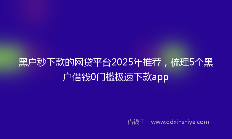 黑户秒下款的网贷平台2025年推荐，梳理5个黑户借钱0门槛极速下款app