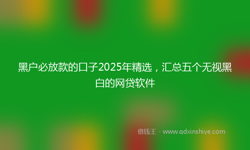 黑户必放款的口子2025年精选，汇总五个无视黑白的网贷软件
