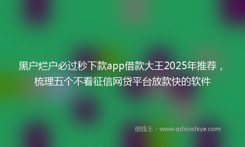 黑户烂户必过秒下款app借款大王2025年推荐，梳理五个不看征信网贷平台放款快的软件