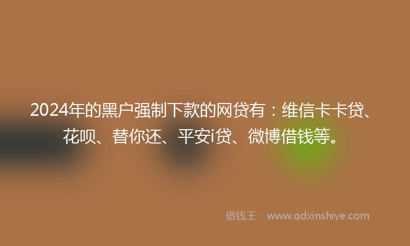 2024年的黑户强制下款的网贷有：维信卡卡贷、花呗、替你还、平安i贷、微博借钱等。