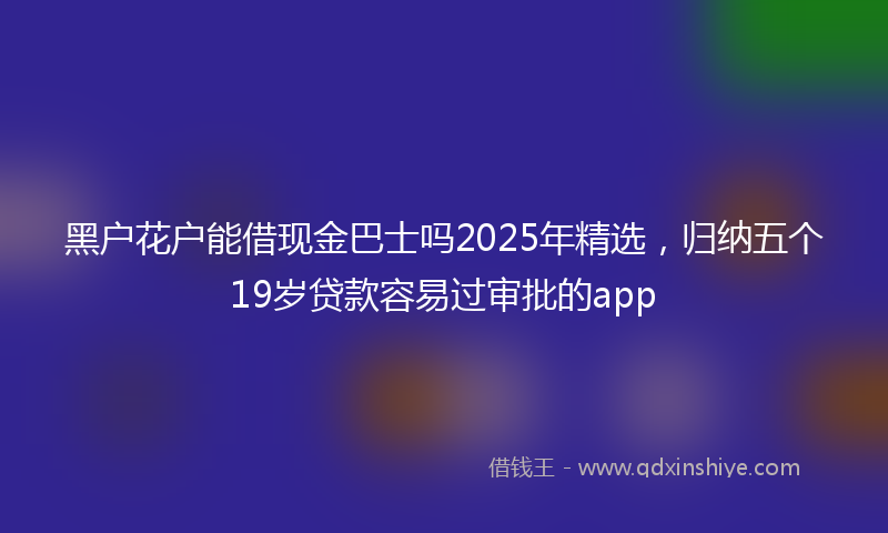 黑户花户能借现金巴士吗2025年精选，归纳五个19岁贷款容易过审批的app