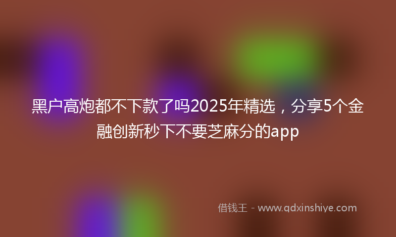 黑户高炮都不下款了吗2025年精选，分享5个金融创新秒下不要芝麻分的app