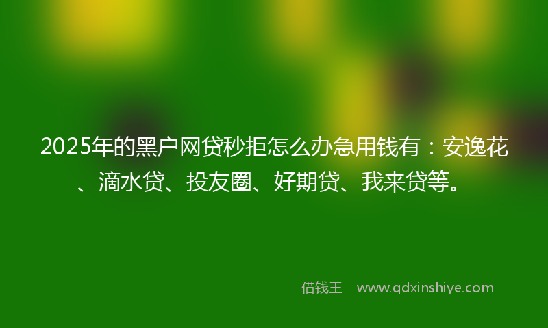 2025年的黑户网贷秒拒怎么办急用钱有：安逸花、滴水贷、投友圈、好期贷、我来贷等。