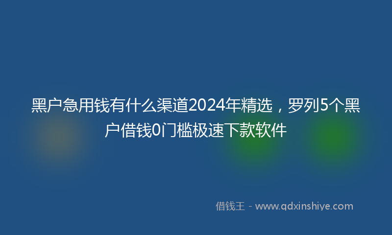 黑户急用钱有什么渠道2024年精选，罗列5个黑户借钱0门槛极速下款软件