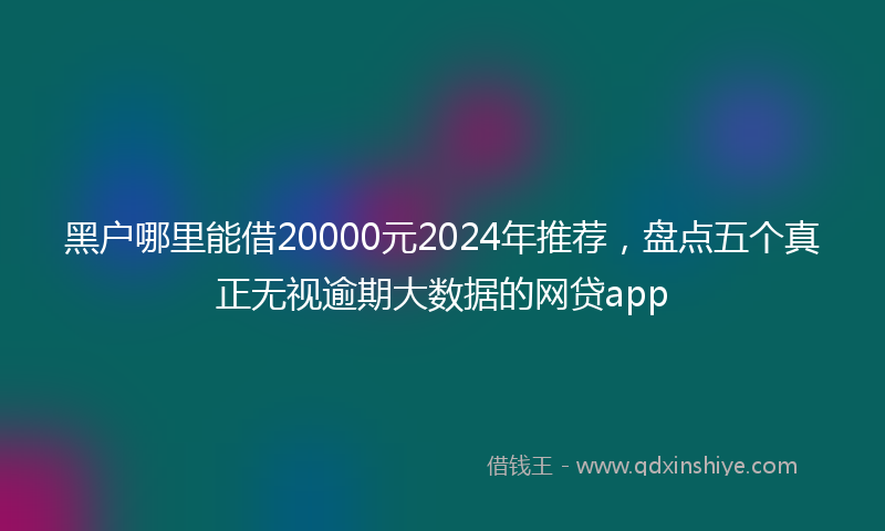 黑户哪里能借20000元2024年推荐，盘点五个真正无视逾期大数据的网贷app