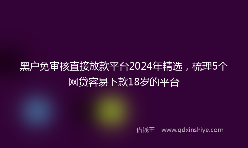 黑户免审核直接放款平台2024年精选，梳理5个网贷容易下款18岁的平台