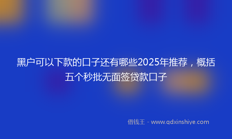 黑户可以下款的口子还有哪些2025年推荐，概括五个秒批无面签贷款口子