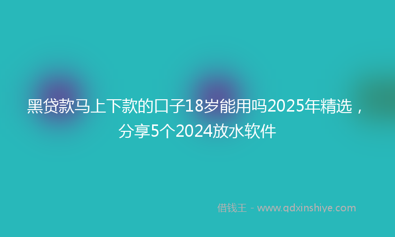 黑贷款马上下款的口子18岁能用吗2025年精选，分享5个2024放水软件
