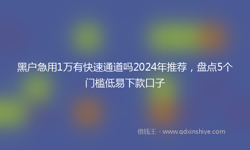 黑户急用1万有快速通道吗2024年推荐，盘点5个门槛低易下款口子