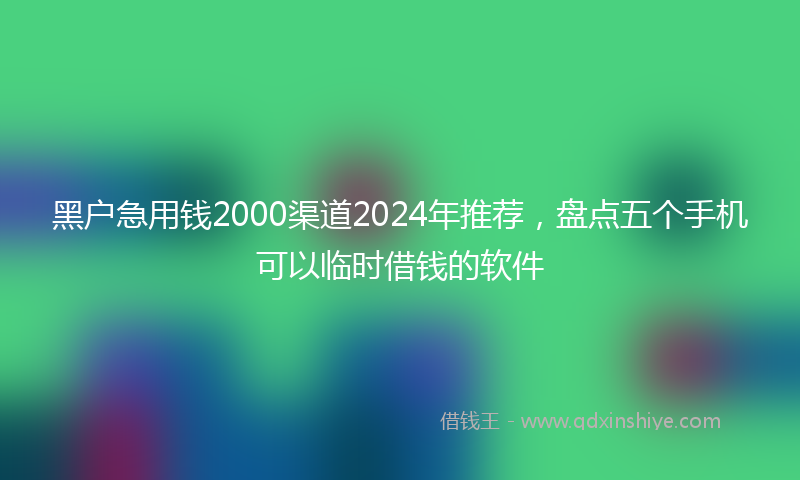 黑户急用钱2000渠道2024年推荐，盘点五个手机可以临时借钱的软件