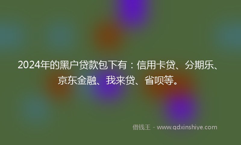 2024年的黑户贷款包下有：信用卡贷、分期乐、京东金融、我来贷、省呗等。