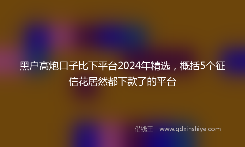黑户高炮口子比下平台2024年精选，概括5个征信花居然都下款了的平台
