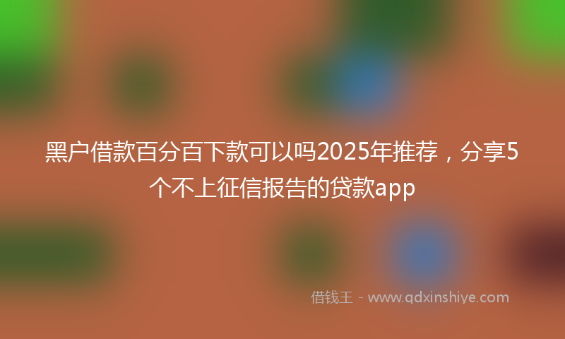 黑户借款百分百下款可以吗2025年推荐，分享5个不上征信报告的贷款app