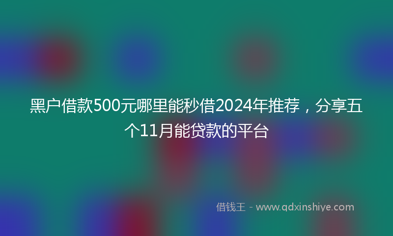 黑户借款500元哪里能秒借2024年推荐，分享五个11月能贷款的平台