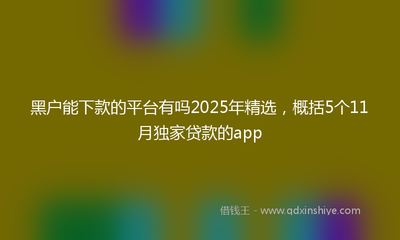 黑户能下款的平台有吗2025年精选，概括5个11月独家贷款的app