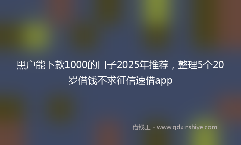 黑户能下款1000的口子2025年推荐，整理5个20岁借钱不求征信速借app