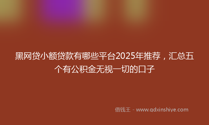 黑网贷小额贷款有哪些平台2025年推荐，汇总五个有公积金无视一切的口子