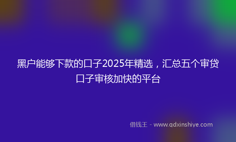 黑户能够下款的口子2025年精选，汇总五个审贷口子审核加快的平台