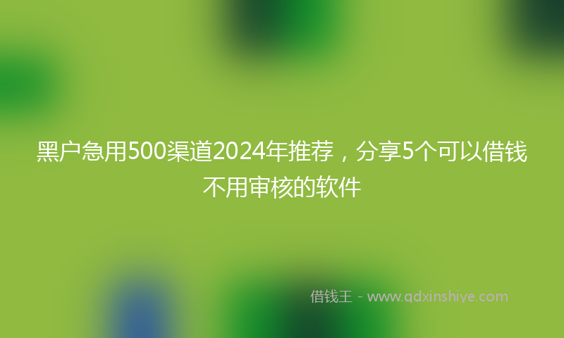 黑户急用500渠道2024年推荐，分享5个可以借钱不用审核的软件