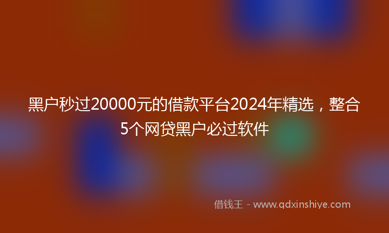 黑户秒过20000元的借款平台2024年精选，整合5个网贷黑户必过软件