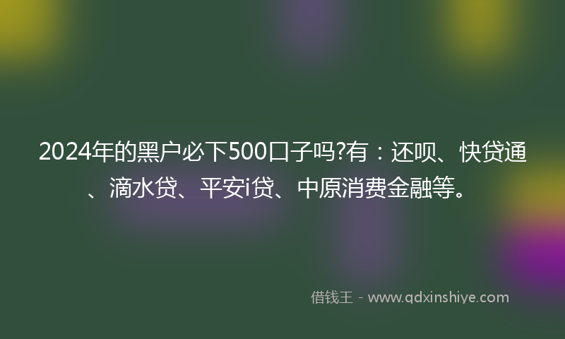 2024年的黑户必下500口子吗?有：还呗、快贷通、滴水贷、平安i贷、中原消费金融等。