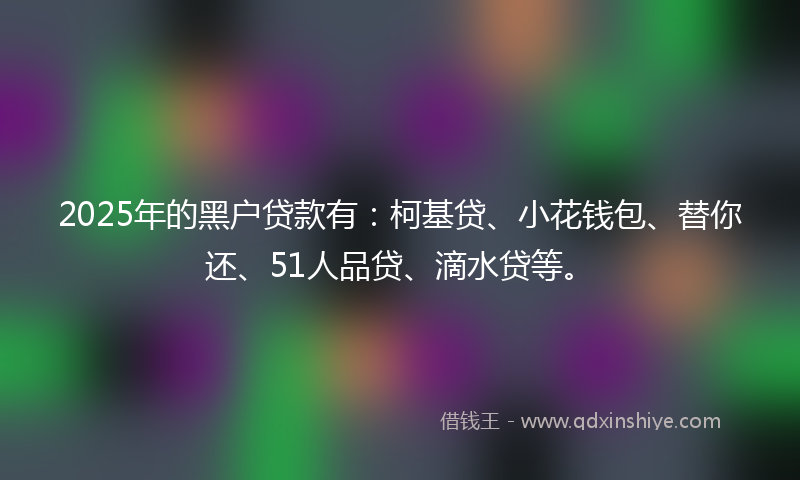 2025年的黑户贷款有：柯基贷、小花钱包、替你还、51人品贷、滴水贷等。