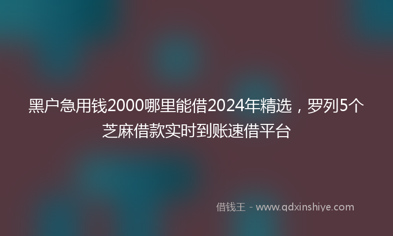 黑户急用钱2000哪里能借2024年精选,罗列5个芝麻借款实时到账速借平台