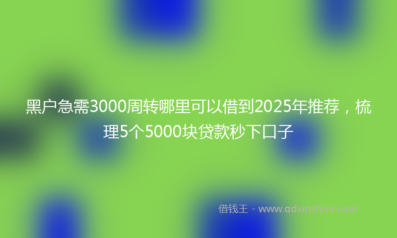 黑户急需3000周转哪里可以借到2025年推荐，梳理5个5000块贷款秒下口子