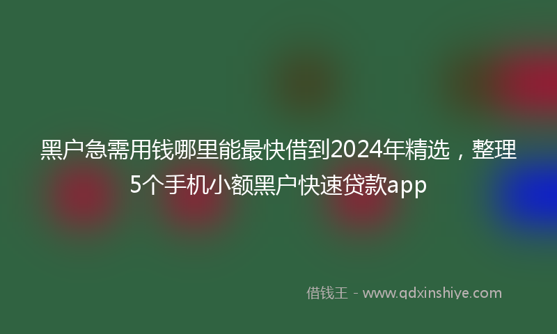 黑户急需用钱哪里能最快借到2024年精选，整理5个手机小额黑户快速贷款app