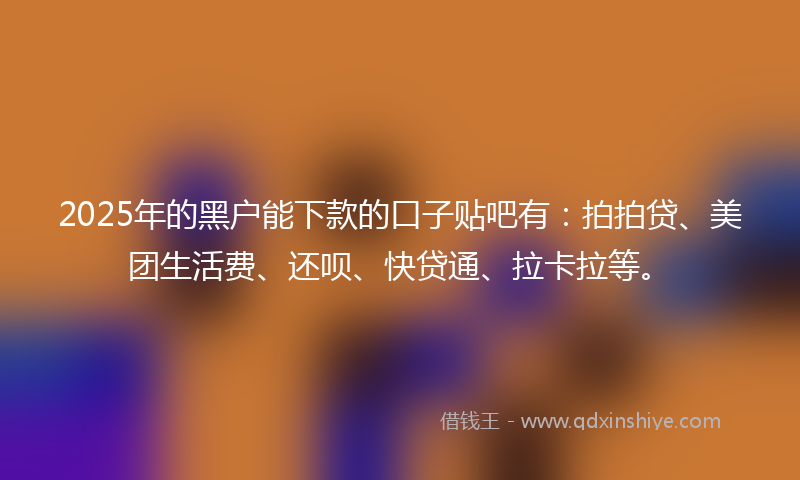 2025年的黑户能下款的口子贴吧有：拍拍贷、美团生活费、还呗、快贷通、拉卡拉等。