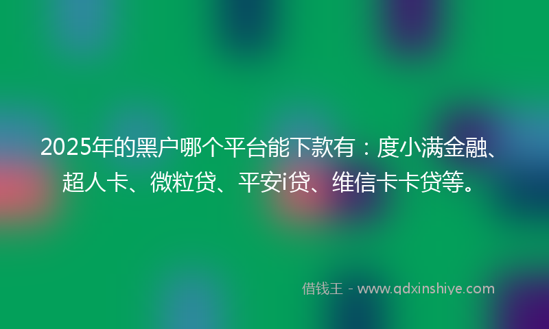 2025年的黑户哪个平台能下款有：度小满金融、超人卡、微粒贷、平安i贷、维信卡卡贷等。