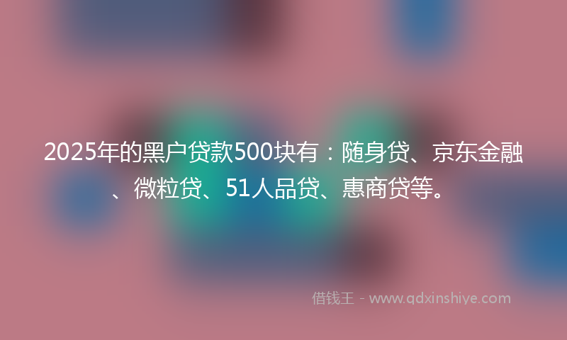 2025年的黑户贷款500块有：随身贷、京东金融、微粒贷、51人品贷、惠商贷等。