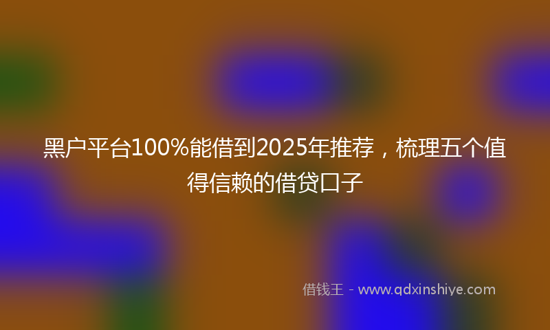 黑户平台100%能借到2025年推荐，梳理五个值得信赖的借贷口子