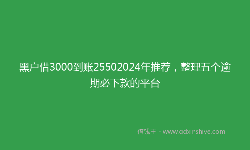 黑户借3000到账25502024年推荐，整理五个逾期必下款的平台
