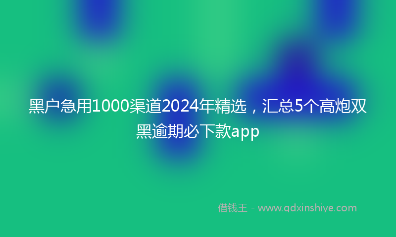 黑户急用1000渠道2024年精选，汇总5个高炮双黑逾期必下款app