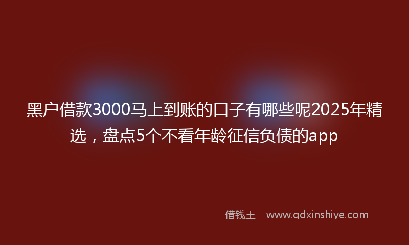 黑户借款3000马上到账的口子有哪些呢2025年精选，盘点5个不看年龄征信负债的app
