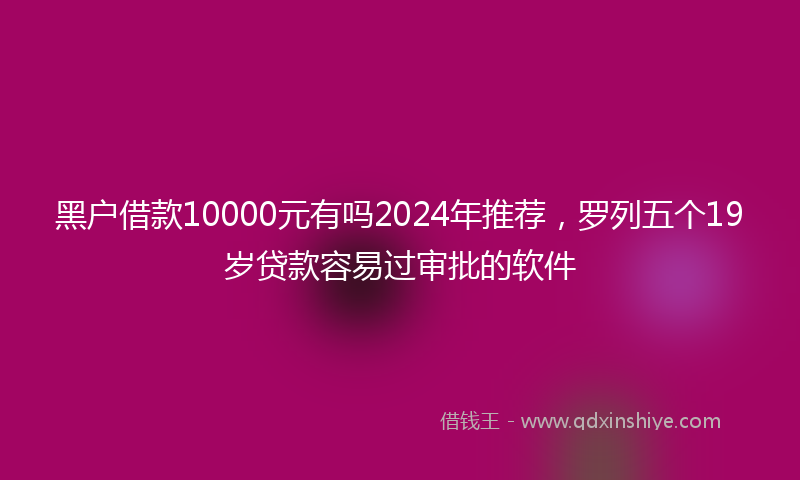 黑户借款10000元有吗2024年推荐，罗列五个19岁贷款容易过审批的软件