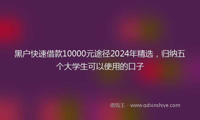 黑户快速借款10000元途径2024年精选，归纳五个大学生可以使用的口子