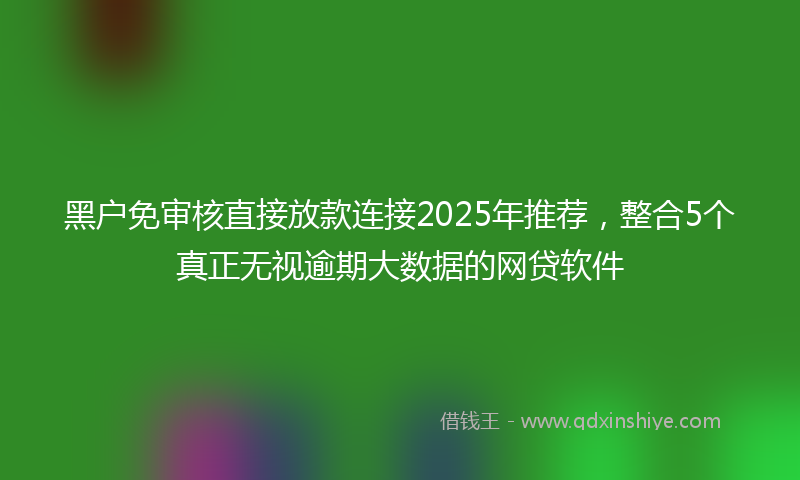 黑户免审核直接放款连接2025年推荐，整合5个真正无视逾期大数据的网贷软件