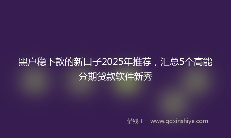 黑户稳下款的新口子2025年推荐，汇总5个高能分期贷款软件新秀