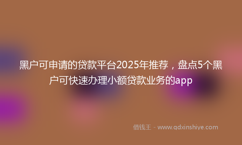 黑户可申请的贷款平台2025年推荐，盘点5个黑户可快速办理小额贷款业务的app