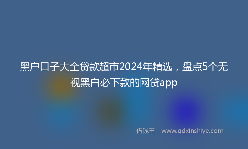 黑户口子大全贷款超市2024年精选，盘点5个无视黑白必下款的网贷app