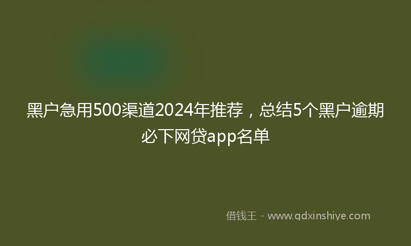 黑户急用500渠道2024年推荐，总结5个黑户逾期必下网贷app名单